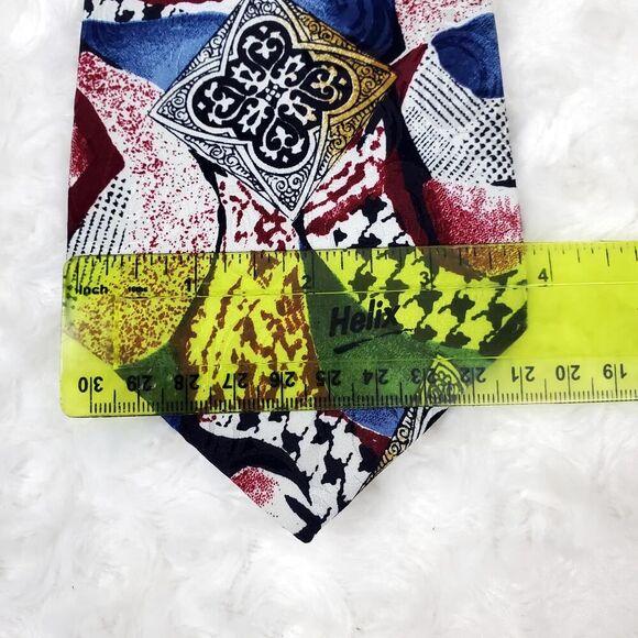 Montagu Abstract Silk Tie Blue Maroon - Picture 8 of 8